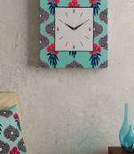 SEJ by Nisha Gupta Floral Blue Framed  Analogue Wall clock