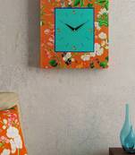 SEJ by Nisha Gupta Floral Orange Framed  Analogue Wall clock