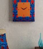 SEJ by Nisha Gupta Floral Blue Framed  Analogue Wall clock