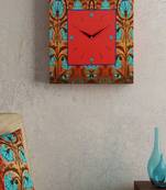 SEJ by Nisha Gupta Floral Brown Framed  Analogue Wall clock