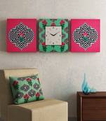 SEJ by Nisha Gupta Set of 3 ( Framed Analogue Wall clock with coordinated Wall Art )