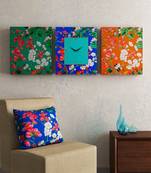 SEJ by Nisha Gupta Set of 3 ( Framed Analogue Wall clock with coordinated Wall Art )