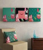SEJ by Nisha Gupta Set of 3 ( Framed Analogue Wall clock with coordinated Wall Art )