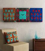 SEJ by Nisha Gupta Set of 3 ( Framed Analogue Wall clock with coordinated Wall Art )