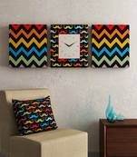 SEJ by Nisha Gupta Set of 3 ( Framed Analogue Wall clock with coordinated Wall Art )