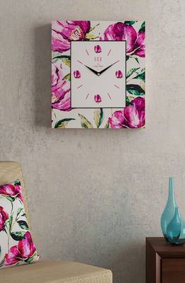 SEJ by Nisha Gupta Floral Grey Framed Analogue Wall Clock 1