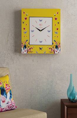 SEJ by Nisha Gupta Abstract Yellow Framed Analogue Wall Clock 1