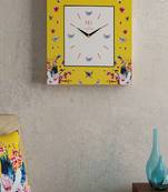 SEJ by Nisha Gupta Abstract Yellow Framed Analogue Wall Clock