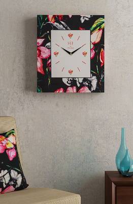 SEJ by Nisha Gupta Floral Black Framed Analogue Wall Clock 1