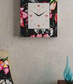 SEJ by Nisha Gupta Floral Black Framed Analogue Wall Clock