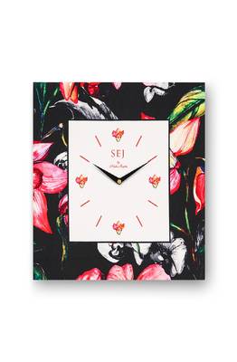 SEJ by Nisha Gupta Floral Black Framed Analogue Wall Clock 2