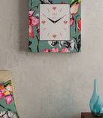 SEJ by Nisha Gupta Floral Green Framed Analogue Wall Clock