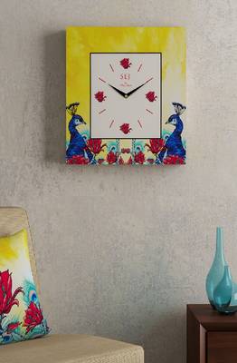 SEJ by Nisha Gupta Abstract Yellow Framed Analogue Wall Clock 1