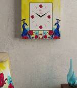 SEJ by Nisha Gupta Abstract Yellow Framed Analogue Wall Clock