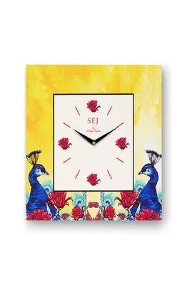 SEJ by Nisha Gupta Abstract Yellow Framed Analogue Wall Clock 2