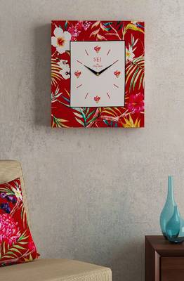 SEJ by Nisha Gupta Floral Maroon Framed Analogue Wall Clock 1