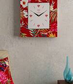 SEJ by Nisha Gupta Floral Maroon Framed Analogue Wall Clock