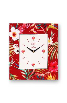 SEJ by Nisha Gupta Floral Maroon Framed Analogue Wall Clock 2