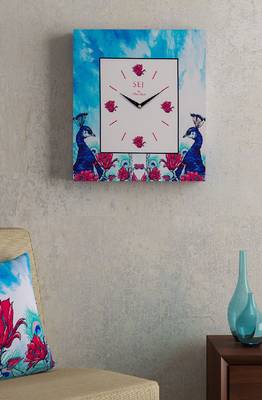 SEJ by Nisha Gupta Abstract Blue Framed Analogue Wall Clock 1