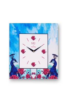 SEJ by Nisha Gupta Abstract Blue Framed Analogue Wall Clock 2
