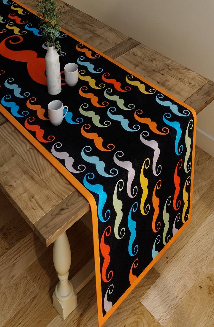 SEJ by Nisha Gupta Abstract Black Table Runner SEJ by Nisha Gupta