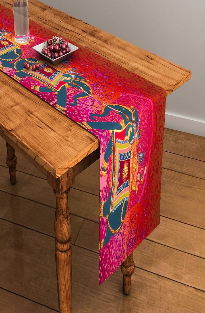 SEJ by Nisha Gupta Abstract Orange Table Runner SEJ by Nisha Gupta