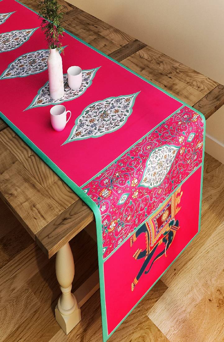 SEJ by Nisha Gupta Abstract Pink Large size Table Runner SEJ by Nisha