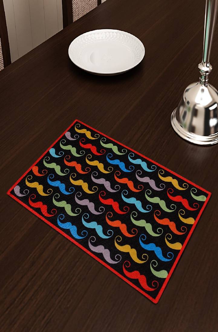 SEJ by Nisha Gupta Set of 4 Black Abstract Printed Table Placemats
