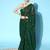 Dark green plain georgette saree with blouse