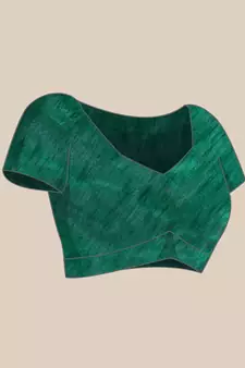 Dark green plain georgette saree with blouse
