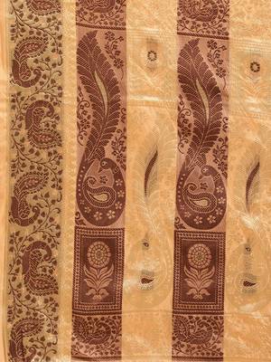 Orange Woven Organza Saree With Blouse 4