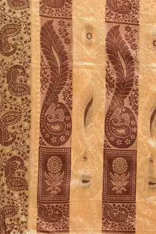 Orange Woven Organza Saree With Blouse