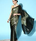 Golden Plain Georgette Saree With Blouse