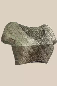 Dark Green Woven Organza Saree With Blouse