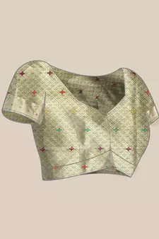 Dark Green Woven Organza Saree With Blouse