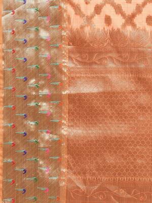 Orange Woven Organza Saree With Blouse 4