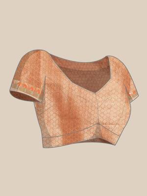 Orange Woven Organza Saree With Blouse 5