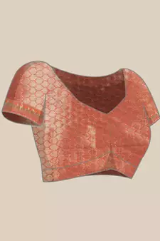 Red woven organza saree with blouse