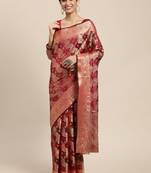 Wine woven organza saree with blouse
