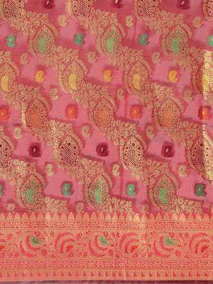 Wine woven organza saree with blouse 3