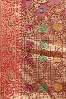 Wine woven organza saree with blouse