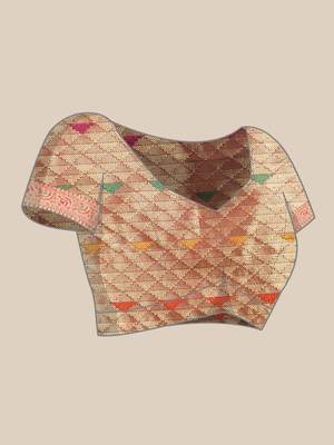 Wine woven organza saree with blouse 5