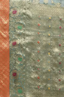 Dark Green Woven Organza Saree With Blouse