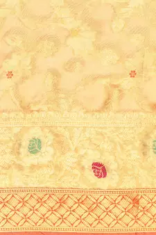 Orange Woven Organza Saree With Blouse