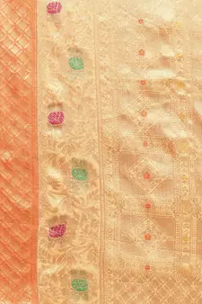 Orange Woven Organza Saree With Blouse