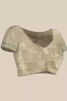 Grey Woven Organza Saree With Blouse