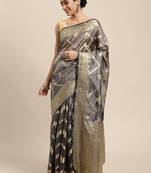 Grey woven organza saree with blouse