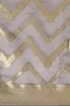Grey woven organza saree with blouse