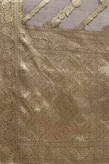 Grey woven organza saree with blouse