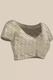 Grey woven organza saree with blouse